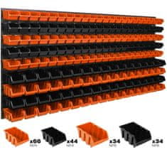 botle Viseča plošča za orodje 173 x 78 cm z 178 kos Škatla stenskih Oranžna in Črna škatle plastika XL