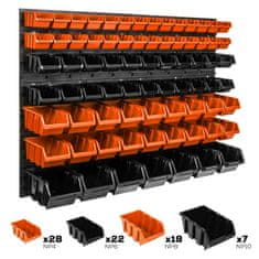 botle Stenska plošča za orodje 115 x 78 cm z 75 kos Škatla viseče Oranžna in Črna Sistem za shranjevanje
