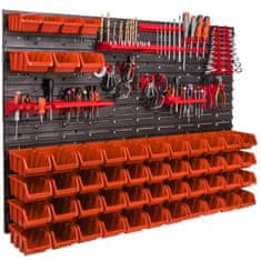 botle Stenska plošča za orodje 115 x 78 cm z 51 kos Škatla viseče Oranžna škatle plastika