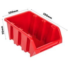 botle Plošča za obesanje orodja 115 x 39 cm Rdeča škatle z držalom za večjo opremo orodje grablje lopate