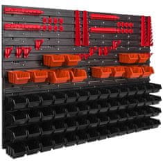 botle Stenska plošča za orodje 115 x 78 cm z 68 kos Škatla viseče Oranžna in Črna škatle plastika