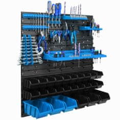 botle Stenska plošča za orodje 77 x 78 cm z 26 kos Škatla viseče Modra in Črna škatle plastika