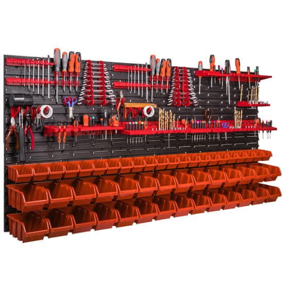 botle Stenska plošča za orodje 173 x 78 cm z 50 kos Škatla viseče Oranžna škatle plastika XL