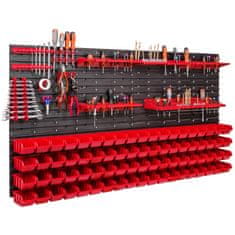 botle Stenska plošča za orodje 156 x 78 cm z 76 kos Škatla viseče Rdeča škatle plastika