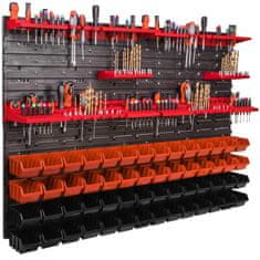 botle Stenska plošča za orodje 115 x 78 cm z 56 kos Škatla viseče Oranžna in Črna škatle plastika