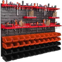 botle Stenska plošča za orodje 115 x 78 cm z 44 kos Škatla viseče Oranžna in Črna škatle plastika