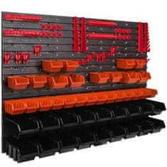 botle Stenska plošča za orodje 115 x 78 cm z 44 kos Škatla viseče Oranžna in Črna škatle plastika