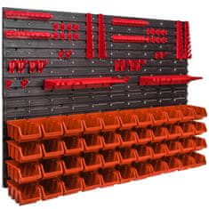 botle Stenska plošča za orodje 115 x 78 cm z 44 kos Škatla viseče Oranžna škatle Sistem za shranjevanje