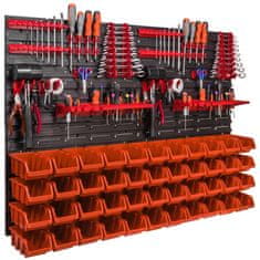 botle Stenska plošča za orodje 115 x 78 cm z 44 kos Škatla viseče Oranžna škatle Sistem za shranjevanje
