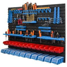 botle Stenska plošča za orodje 115 x 78 cm z 24 kos Škatla s pokrovom viseče škatle plastika