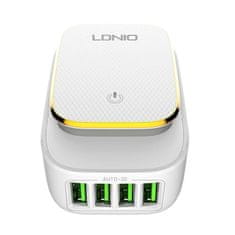 LDNIO omrežni polnilec s funkcijo nočne luči a4405, 3x usb, 22W (bela)