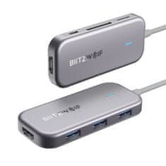 NEW 7v1 Blitzwolf BW-TH5 Vozlišče USB-C na 3xUSB 3.0, HDMI, USB-C PD, SD, microSD