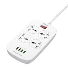 LDNIO Napajalnik s 4 vtičnicami, 4x USB, sc4407, eu/us, 2500 W (bela)