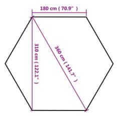 Vidaxl Zložljiv šotor šestkoten 3,6x3,1 m taupe 220g/m²