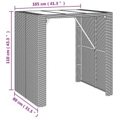 Vidaxl Barska miza s stekleno ploščo črna 105x80x110 cm poli ratan