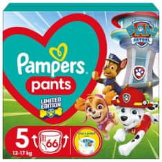 Pampers Aktivne otroške hlače Paw Patrol Plenice velikost 5 (12-17 kg) 66 kosov