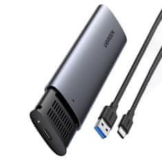 Ugreen CM400 zunanji box za M.2 B-Key SATA 3.0 SSD + kabel USB-C, siva