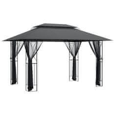 Vidaxl Paviljon s stranskimi stenami antracit 400x300x270 cm jeklo