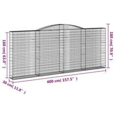 Vidaxl Obokane gabion košare 3 kosi 400x30x160/180 cm pocinkano železo