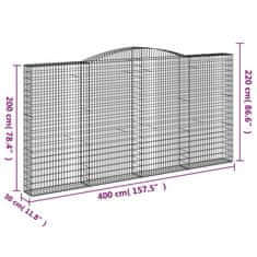 Vidaxl Obokane gabion košare 3 kosa 400x30x200/220 cm pocinkano železo