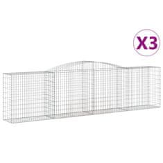 Vidaxl Obokane gabion košare 3 kosi 400x50x100/120cm pocinkano železo