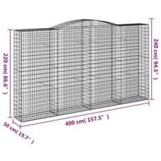 Vidaxl Obokane gabion košare 2 kosa 400x50x220/240 cm pocinkano železo