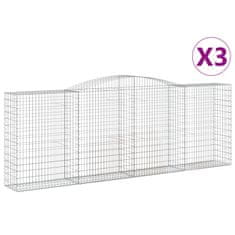 Vidaxl Obokane gabion košare 3 kosi 400x50x140/160 cm pocinkano železo