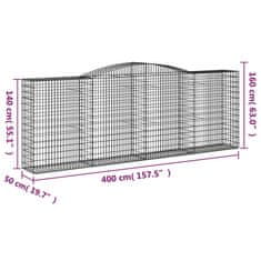 Vidaxl Obokane gabion košare 2 kosi 400x50x140/160 cm pocinkano železo