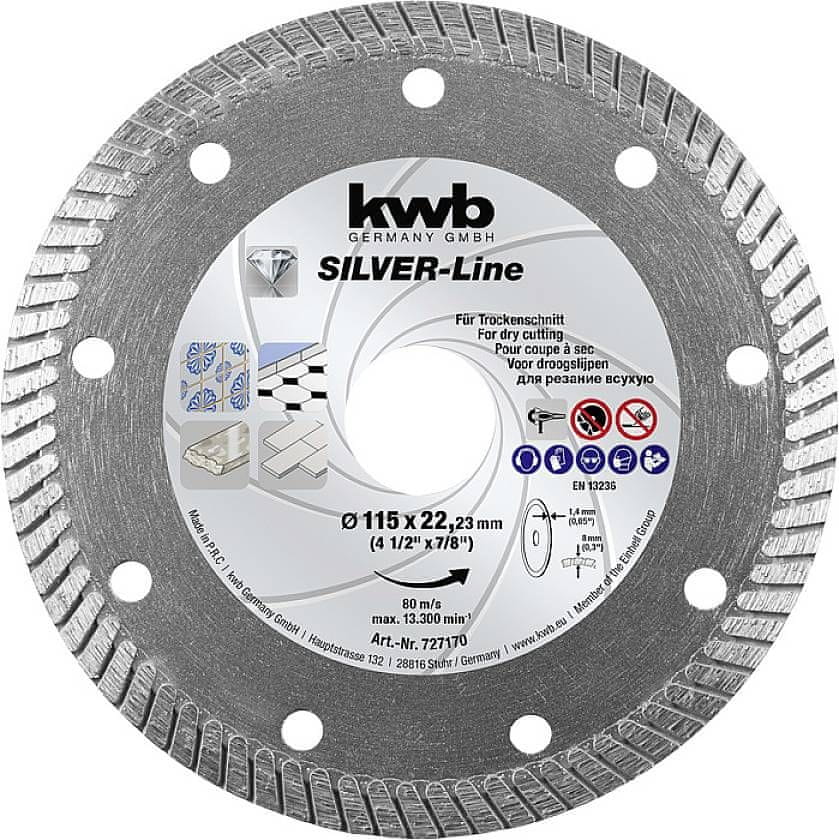 Kwb 725170 Disque à tronçonner diamanté Diamètre 115 mm Ø de