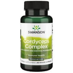 Swanson Cordyceps Complex with Reishi and Shiitake, 60 rostlinných kapslí - EXPIRACE 2/23