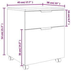 Vidaxl Arhivska omarica na kolesih črna 45x38x54 cm inženirski les