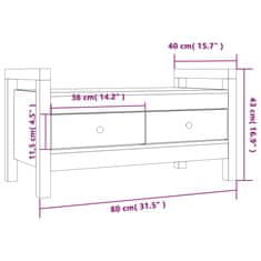 Vidaxl Klop za predsobo 80x40x43 cm trdna borovina