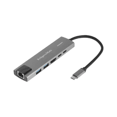 Krüger&Matz USB priklopna postaja tip C na HDMI, 2x USB3.0, 2x USB tip C, RJ45