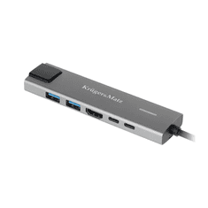 Krüger&Matz USB priklopna postaja tip C na HDMI, 2x USB3.0, 2x USB tip C, RJ45