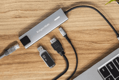 Krüger&Matz USB priklopna postaja tip C na HDMI, 2x USB3.0, 2x USB tip C, RJ45