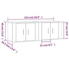 Vidaxl Stenska TV omarica 2 kosa visok sijaj bela 57x34,5x40 cm