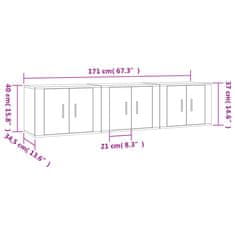 Vidaxl Stenska TV omarica 3 kosi sonoma hrast 57x34,5x40 cm