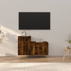 Vidaxl Komplet TV omaric 2-delni dimljen hrast inženirski les