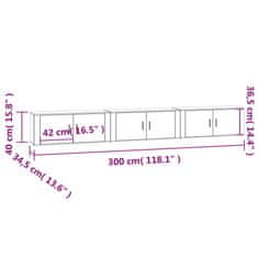 Vidaxl Stenska TV omarica 3 kosi visok sijaj bela 100x34,5x40 cm