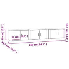 Vidaxl Stenska TV omarica 3 kosi betonsko siva 80x34,5x40 cm