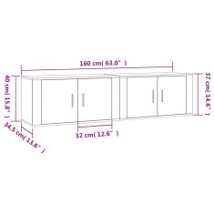 Vidaxl Stenska TV omarica 2 kosa dimljen hrast 80x34,5x40 cm