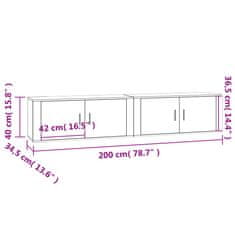 Vidaxl Stenska TV omarica 2 kosa betonsko siva 100x34,5x40 cm