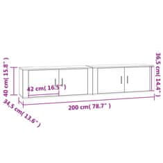 Vidaxl Stenska TV omarica 2 kosa visok sijaj bela 100x34,5x40 cm