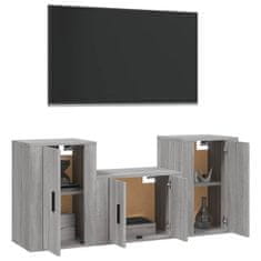 Vidaxl Komplet TV omaric 3-delni siva sonoma inženirski les