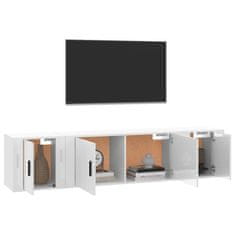 Vidaxl Komplet TV omaric 3-delni visok sijaj bel inženirski les