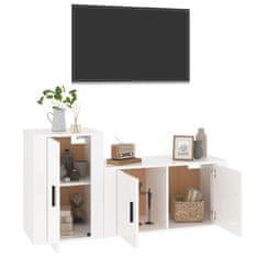Vidaxl Komplet TV omaric 2-delni visok sijaj bel inženirski les