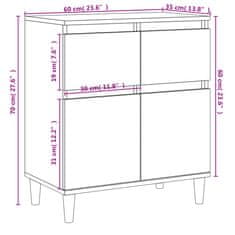 Vidaxl Komoda siva sonoma 60x35x70 cm inženirski les