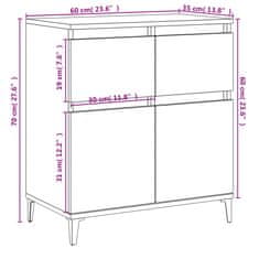 Vidaxl Komoda dimljeni hrast 60x35x70 cm inženirski les