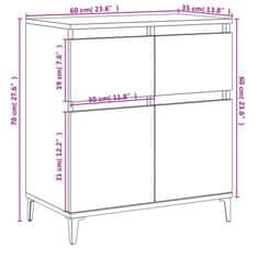 Vidaxl Komoda rjav hrast 60x35x70 cm inženirski les