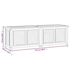 Vidaxl Vrtna škatla s kolesi in vrečo 175x50x53 cm trdna tikovina